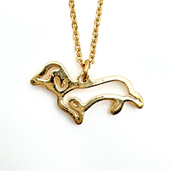 Dachshund Wiener Dog Pendant Necklace Gold Tone Dog Lover - Picture 4 of 6